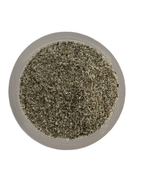 Salt Traders Herbes de Provence premium French herb seasoning blend in small glass bowl.