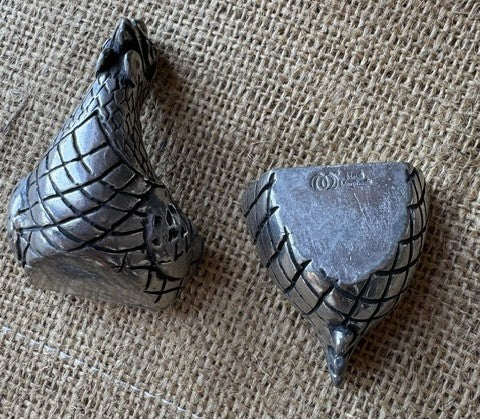 Vintage Pewter Salt and Pepper Cellars
