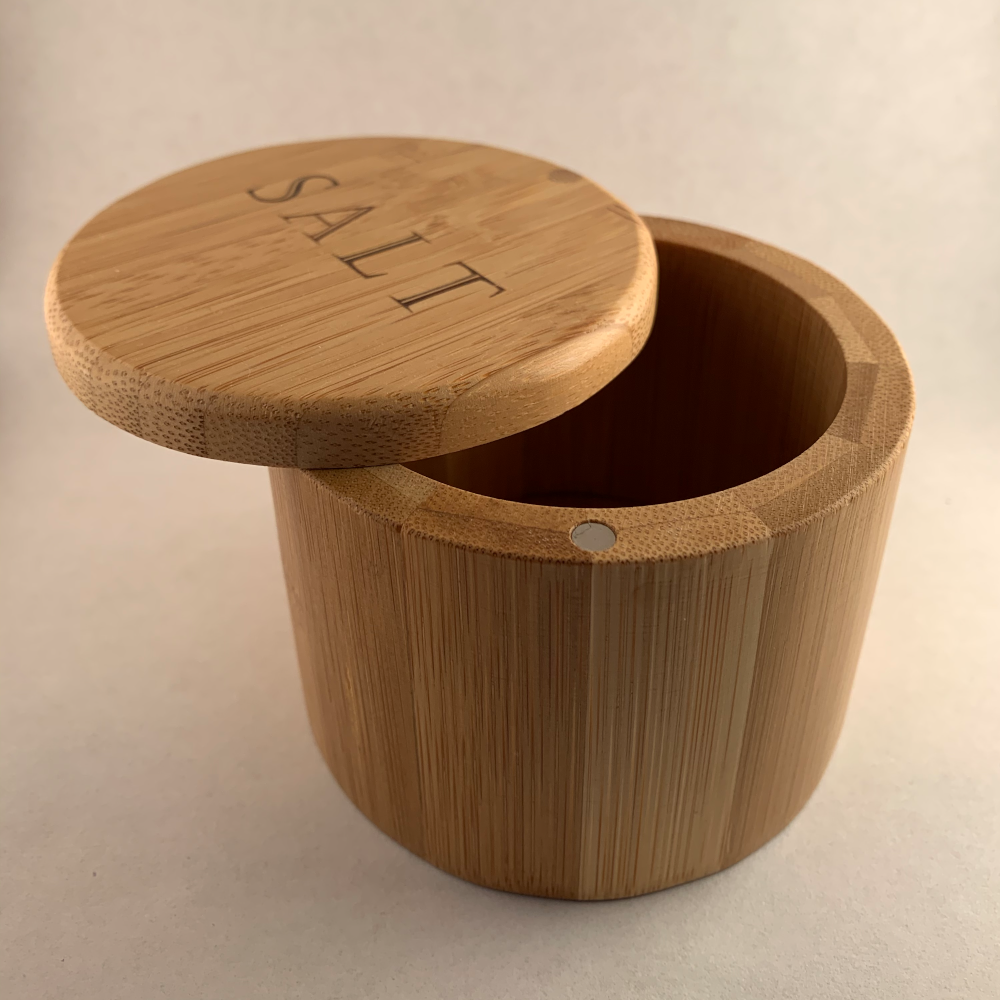 Bamboo Salt Box with Engraved Lid